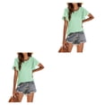 thumbnail image 2 of Minnieouse Camiseta de mujer con volantes de Color sólido cuello estética linda blusa suelta fiesta noche Club verano Top niñas ropa Type24 NO24, 2 of 6