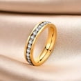 thumbnail image 5 of EOEMY 4mm Stainless Steel Round Aaa Cz Band Men Womens Rose Gold /Gold Engagement Ring, 5 of 7