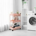 thumbnail image 7 of danpinera 3 Tier Rolling Cart Slim Tiered Storage Utility Cart with Wheels for Narrow Places - Pink, 7 of 7