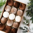 thumbnail image 6 of TETOU 15pcs Christmas Tree Ornaments,3.15 inch Multicolor Brown Neutral Beige Shatterproof Hanging Xmas Bulbs Decorations Set for Home Indoor Holiday Party Decor, 6 of 7