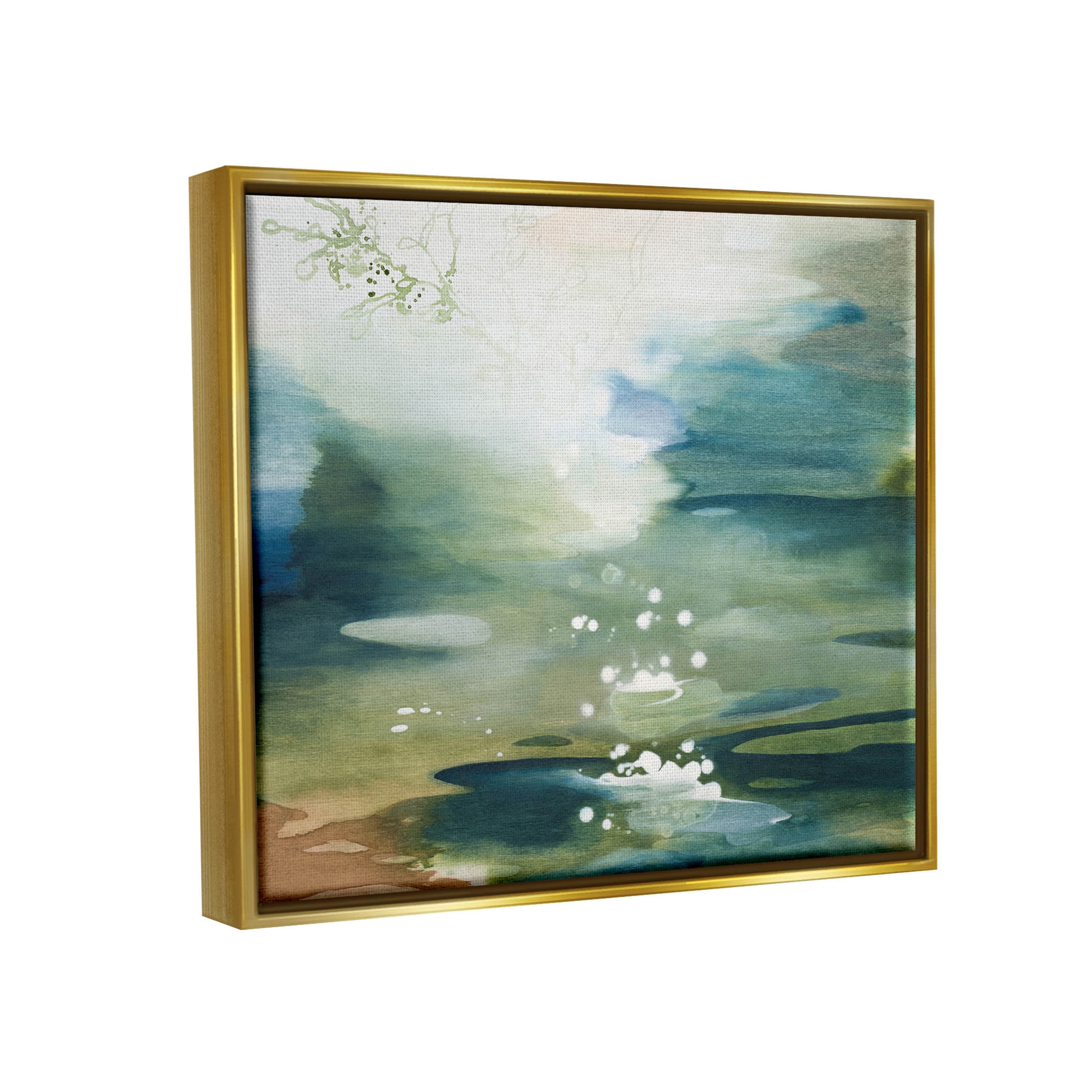 Water Surface Landscape Bubbles Abstract Painting Metallic Gold Framed Art Print Wall Art
