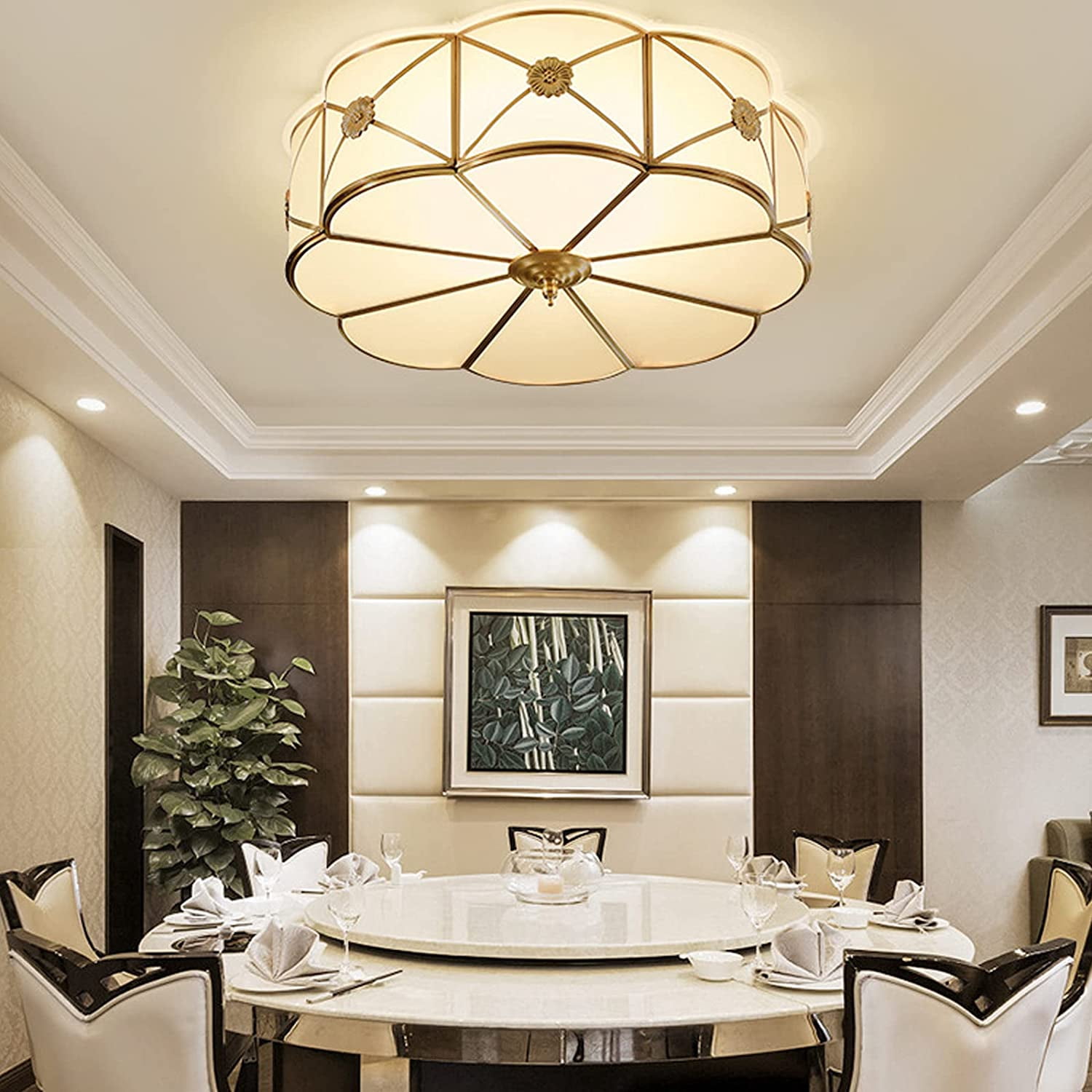 FETCOI Modern Ceiling Light Copper Close to Lamp Fixtures for Living Room Corridor E27