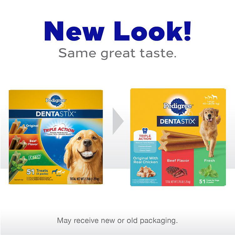 DENTASTIX Large Dog Dental Care Treats Original Beef and Fresh Variety Pack 2.73 lb. 51 Treats