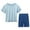 Blue, variant on Coerni Little Boys Girls Summer Home Clothing 2pc Set Solid Short Sleeve Round Neck Top+Shorts Cotton Soft Outfit for Kids