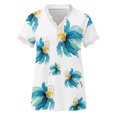 thumbnail image 4 of Tops de encaje básicos con estampado casual de manga corta con cuello en V delgado para mujer Fridja hjk4957, 4 of 5