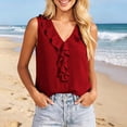thumbnail image 5 of cocolona Womens Summer Trendy Tank Tops V Neck Ruffle Sleeveless Solid Color Shirts Casual Vacation Outfits Blouses, 5 of 6