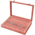 thumbnail image 1 of Caja de terciopelo para guardar anillos, soporte para joyas con tapa de cristal transparente que se sostiene hasta la bandeja de la caja de exhibición, anillos, pendientes, colgantes y gemelos Adepaton 2035255-2, 1 of 9
