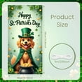 thumbnail image 2 of Green Theme St. Patrick's Day Banner Shamrock Decor Leprechaun Background Gold Coin Accent Cartoon Dog Happy St. Patrick Banner for St. Patrick's Day Party Celebration Indoor Decoration, 2 of 9