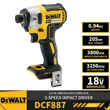 DEWALT DCF887 18V Impact Driver Power Screwdrivers, 3250RPM, 3 Pack