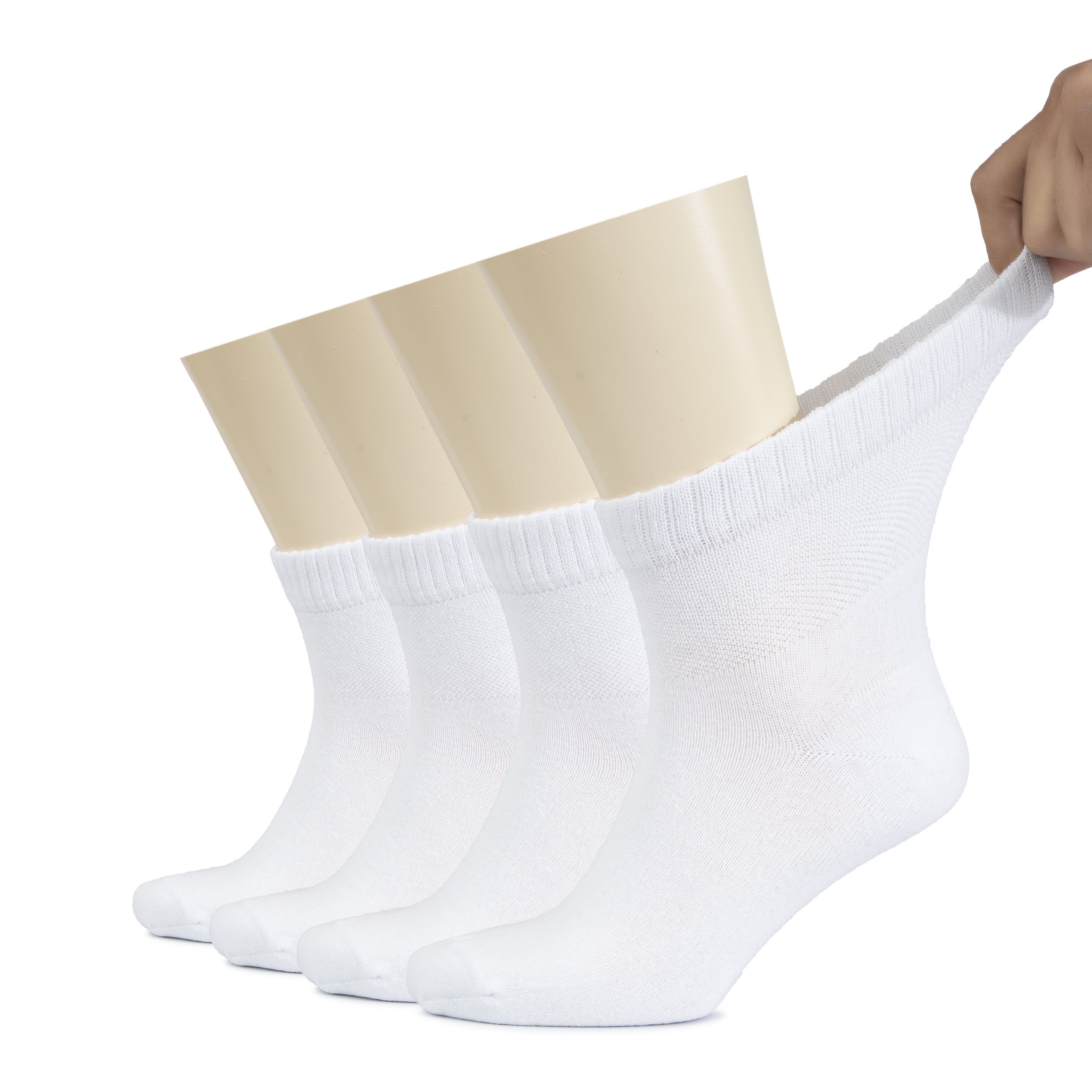 HUGH UGOLI Men's Cotton Diabetic Ankle Socks, Wide, Thin, Loose Fit and