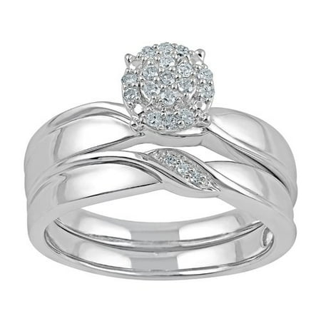 1/8 Carat T.W. Diamond Sterling Silver Bridal Set