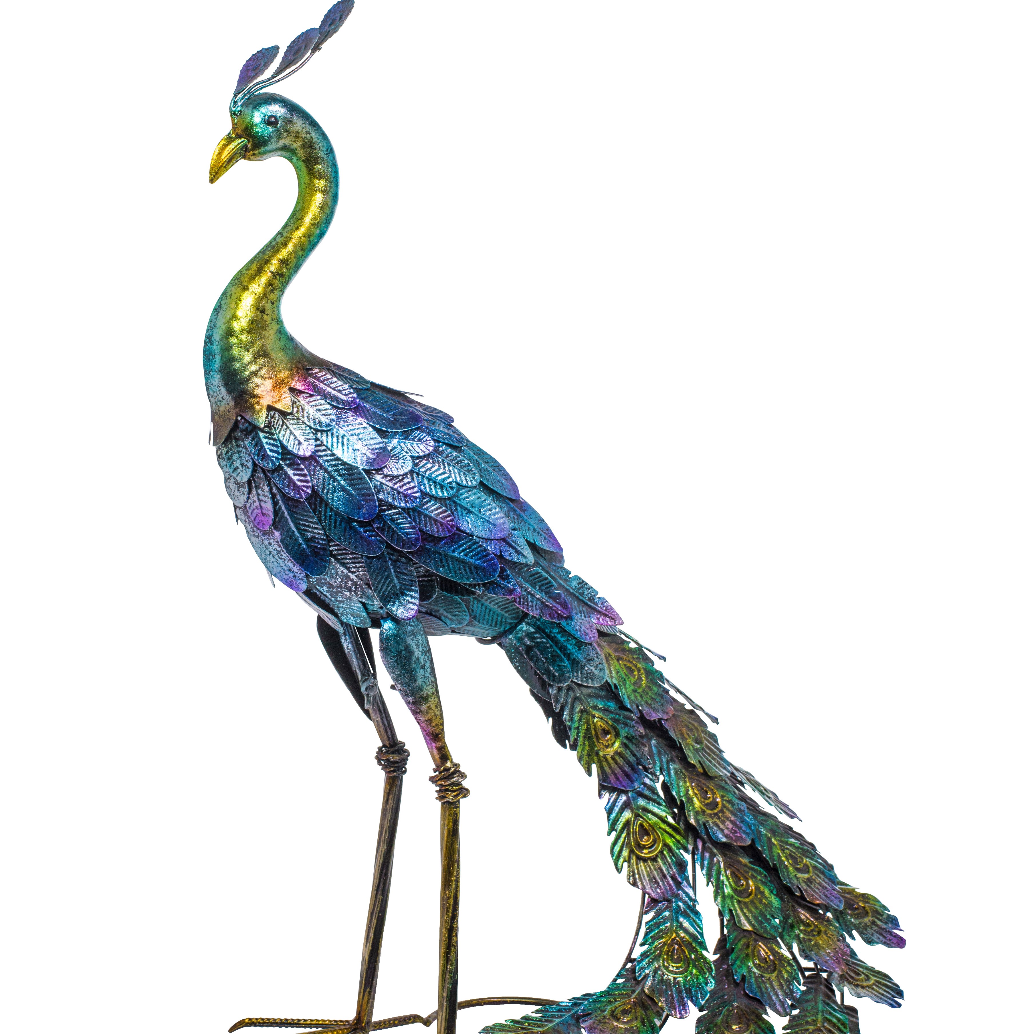 Alpine Corporation Metallic Peacock Statue