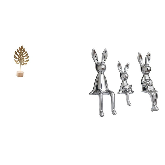 Escultura De Conejito De Hoja, Estatua De Metal Con Forma De Hoja, Figura De Animal, Adorno Creativo Nórdico, Centro De Mesa Abstracto Para Mesa, Fiesta, Decoración Del Hogar