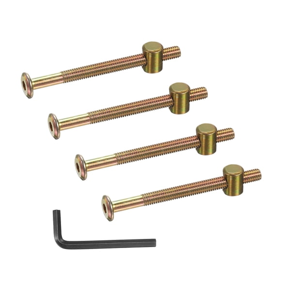 Uxcell 4 Set Pernos y Tuercas para Literas, Tornillos de Cabeza Hexagonal M6x75mm para Camas, Cabeceros, Sillas y Muebles