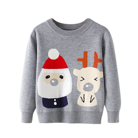 

Cute Toddler Kids Baby Knitted Sweaters Coat Toddler Boys Girls Christmas Cartoon Santa Deer Prints Sweater Long Sleeve Warm Knitted Pullover Knitwear Xmas Tops