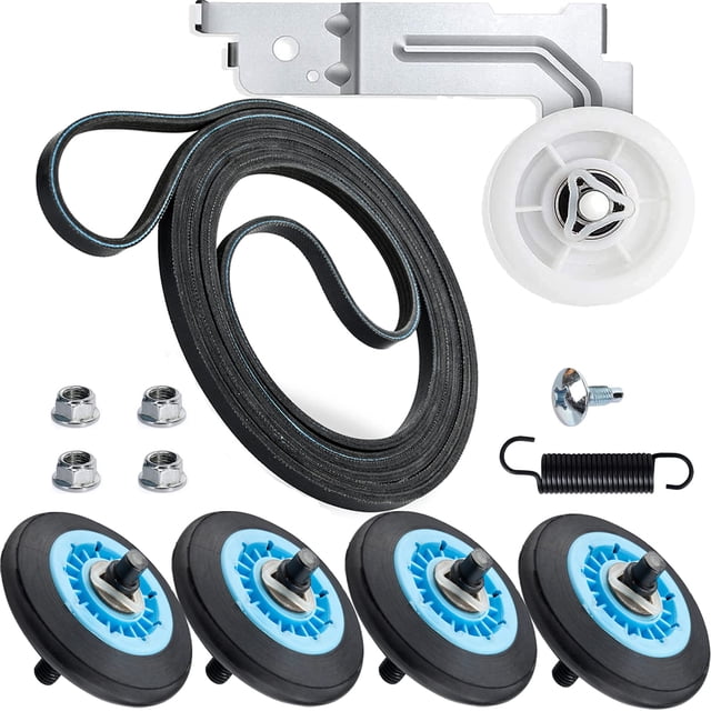 DV42H5000EW/A3 DV45H7000EW/A2 Kit de Réparation de Remplacement de Rouleau de Séchoir Compatible avec Séchoir Samsung Inclut DC97-16782A Rouleau de Séchoir DC93-00634A Poulie de Galet 6602-001655 Courroie de Séchoir