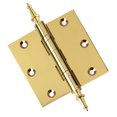 thumbnail image 1 of EMBASSY Door Hinge 3.5 x 3.5 Solid Brass Polished Brass with Steeple Tips, 1 of 7