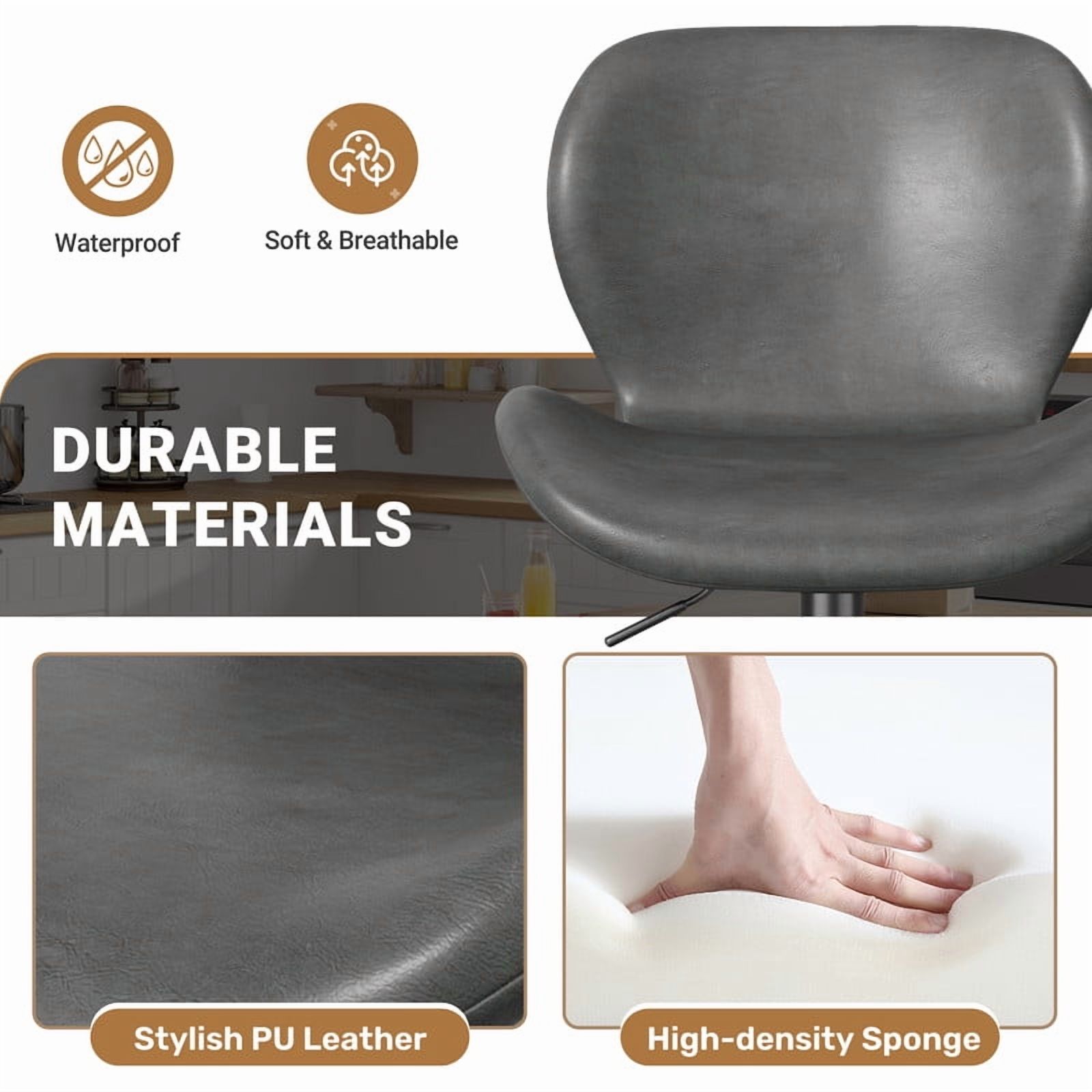 Hawsaiy Modern Adjustable Bar Stool Set of 2 with High-Density Foam Padding