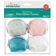 Way to Celebrate! Glitter Purses Girls Bags Party Favors Birthday Gift Pouch - 4 Count Age 3+ Years