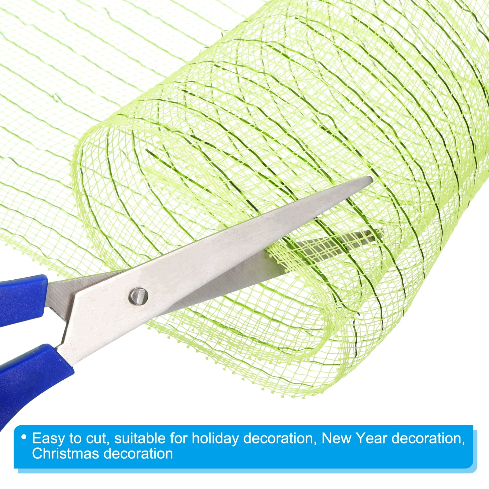 2pcs Decorative Mesh, 5.9in x 10 Yard Mesh Ribbon Roll Foil Metallic for Christmas Tree Decoration, Green