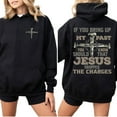 thumbnail image 2 of Faith Redemption Double Sided Hoodie – Jesus Dropped The Charges Graphic Hoodie, Cross Christian Design, Fall Faith Casual Pullover for Men & Women, 2 of 7