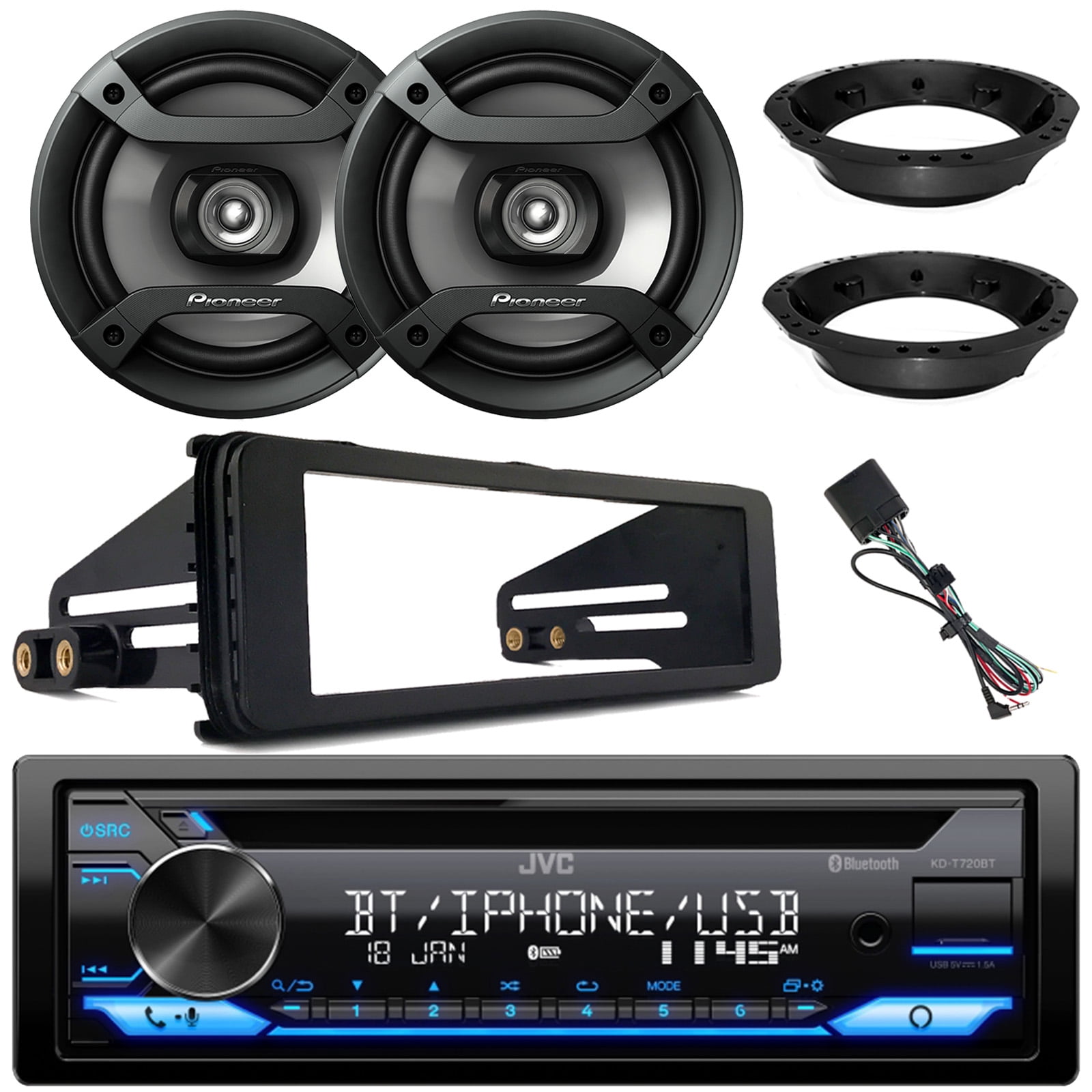 JVC KDT720BT Single DIN AM/FM Stereo USB AUX Bluetooth CD Player Car