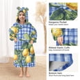 thumbnail image 3 of FORMRS Wearable Blanket Hoodie with Sleeves for Kids Cozy Flannel Sweatshirt, Green Lemon Plaid, 3 of 7