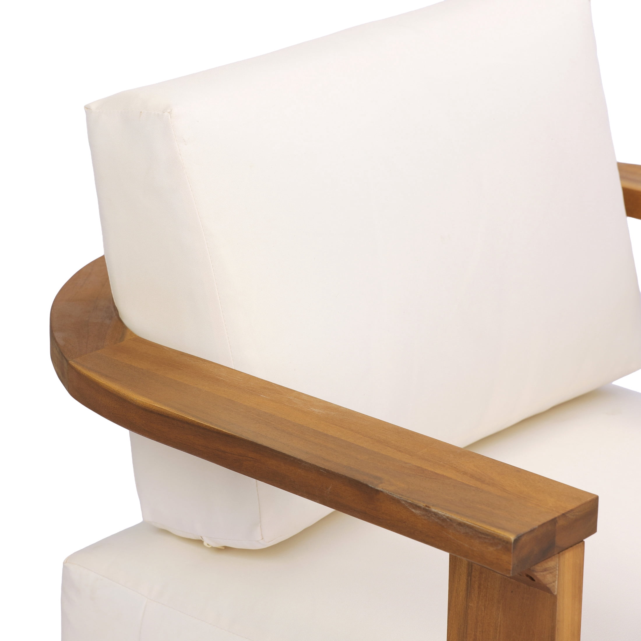 Christopher Knight Home Outdoor Acacia Wood Patio Armchairs with Cushions, Teak+Beige, Set of 2