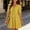 Yellow, variant on Midi Summer Dresses for Women Solid Color A-Line V-Neck Casual Dress Ruffle Puff Office Short Sleeve Tie Sundress S