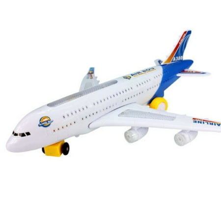 Children's electric aircraft toy simulation aircraft jet toy flash and realistic engine sound 360° rotating A380 plane model toy, electric universal model aircraft