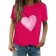 thumbnail image 2 of Pink Womens Blouses Dressy Casual, Spandex Work Wear Women, Spring Shirts For Women 2024, Women's New Summer Valentine's Day Simple Love Printed Round Neck Short Sleeved T Shirt Casual Top, 2 of 4