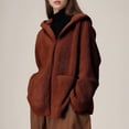 thumbnail image 6 of Yokua Women's Fleece Zipper Jacket with Pockets Oversized Long Sherpa Hoodie Plush Coat, 6 of 15