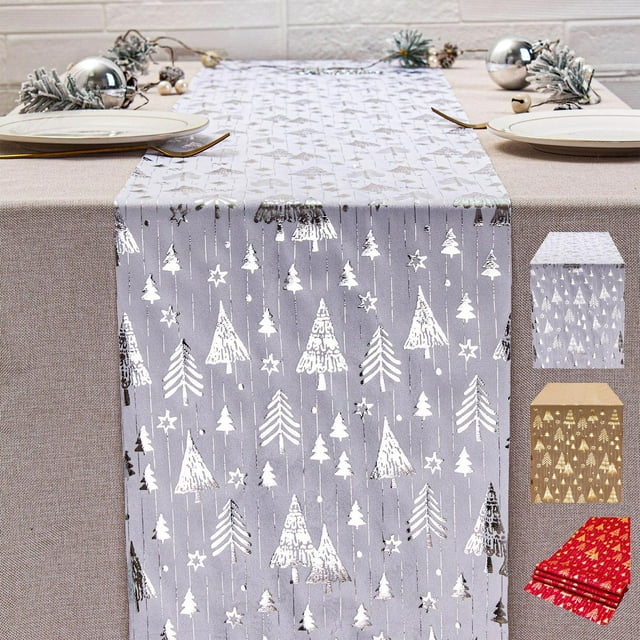 Xihbxyly Ventas Hoy Liquidación Mujeres Camino de Mesa Forma de Navidad, de Terciopelo Dorado, Poliéster y Algodón, Bandera de Mesa con Estampado de Año Nuevo, para Reuniones Navideñas