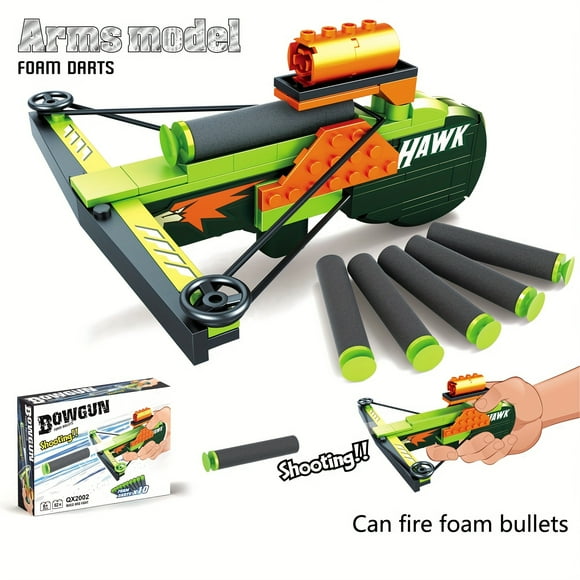 Toy Bow Gun Blocks Model, 82pcs Bow Building Block Toy Foam Darts Shooting Block