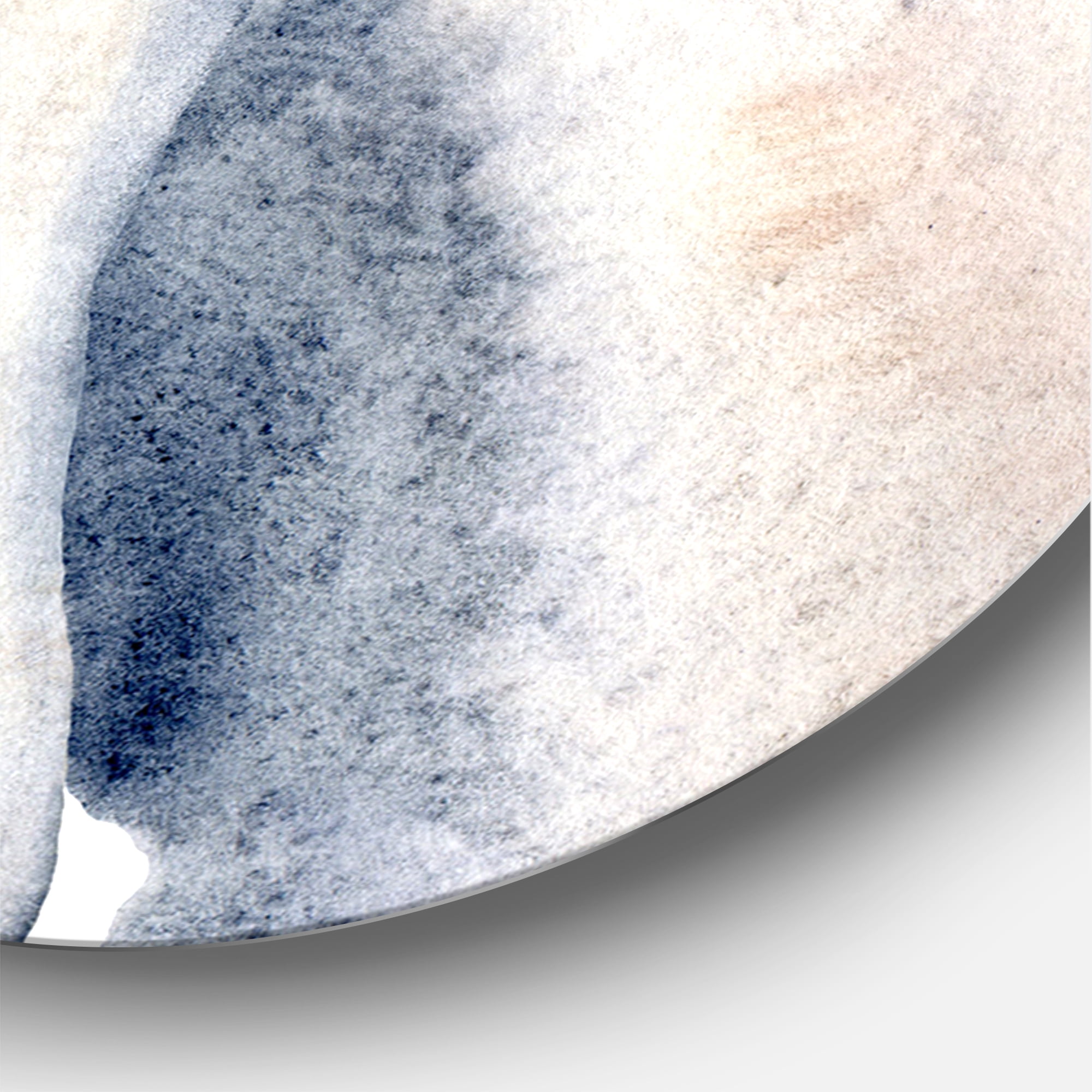 Designart 'Pastel Abstract With Pink Dark Blue and Gray Spots' Modern Circle Metal Wall Art 29x29 - Disc of 29