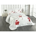 thumbnail image 3 of Ambesonne Rowan Quilted Bedspread Set 3 Pcs, Plant with Snow, Queen Size, Red White Umber, 3 of 5