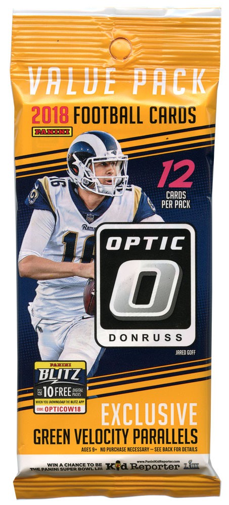 NFL 2018 Donruss Optic Football Trading Card Value Pack Walmart 