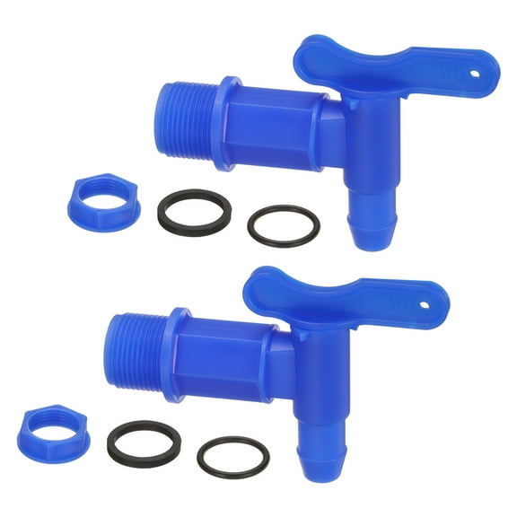 Uxcell 3/4"NPT Plastic Spigot Faucet, 2 Pack Barrel Faucet Durable PE Replacement Spigot with EPDM Gasket, Blue