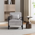 thumbnail image 2 of CQSXDA Mid Century Modern Accent Storage Chair Upholstered Fabric with Waist Cushion for Living Room or Bedroom, Antique Grey, 2 of 11