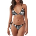thumbnail image 1 of Balery Black White Plaid Pijama Estampado Bikini de Dos Piezas para Mujer - Conjunto de Bikini Ajustable Sexy y Cómodo para Playa, 1 of 6