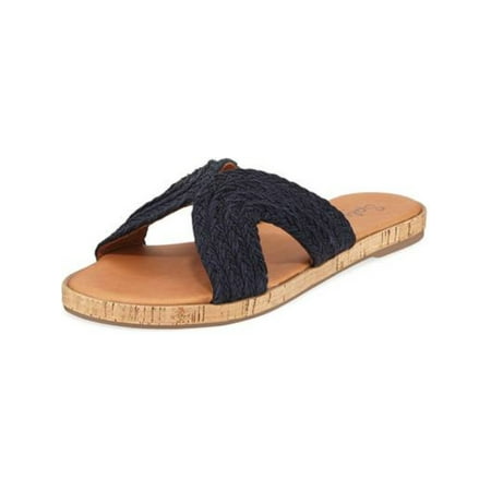 

SPLENDID Womens Navy Comfort Braided Suzette Round Toe Platform Slip On Slide Sandals Shoes 7 M