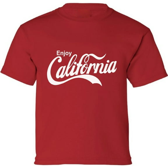 Kids T-Shirt California Enjoy White Graphic Tee - XS S M L XL Tees - American State California Short Sleeve Youth Cali Tshirt Boys Girls