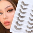 thumbnail image 2 of 7 Pairs of Chemical Fiber Eyelashes Three-dimensional Curl Brown Eyelashes Transparent Stem Colored Eyelashes, 2 of 5