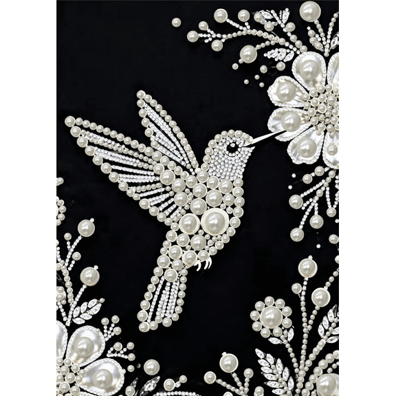 Hummingbird Diamond Art Pearl Painting Kits for Adult, Flower Floral Bird Diamond Painting Kits for Beginners, 5D DIY Pearl Rhinestone Gem Art for Home Wall Decor 12X16in