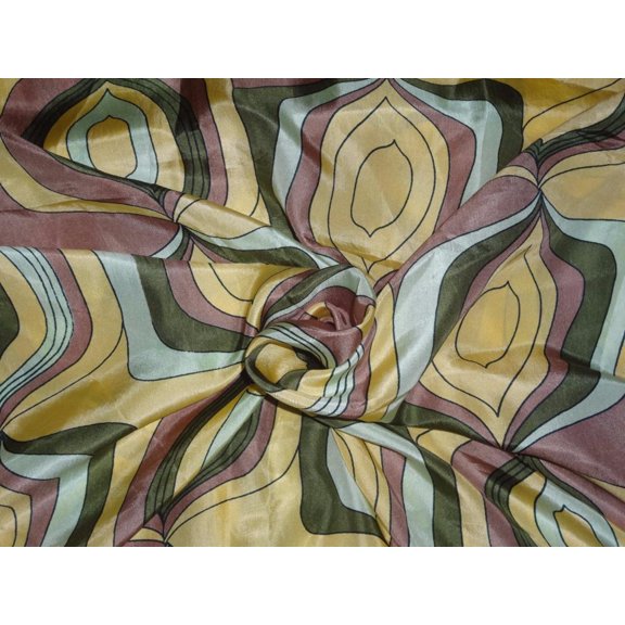RICH PRINTED DESIGN HABOTAI SILK FABRIC 44quot;INCHES [6196]
