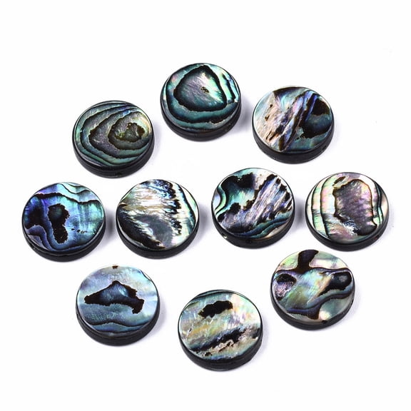 10pc Natural Abalone Shell/Paua Shell Beads Flat Round Colorful 14.5x3.5mm Hole: 1mm