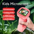 thumbnail image 2 of Pink 395 Handheld Kids Digital Microscope with 2.4-Inch IPS Screen, 1000X Magnification, 2MP HD Camera & 8 Adjustable LEDs - Portable Rechargeable Science Toy for Outdoor Exploration, PC Compatible,, 2 of 7