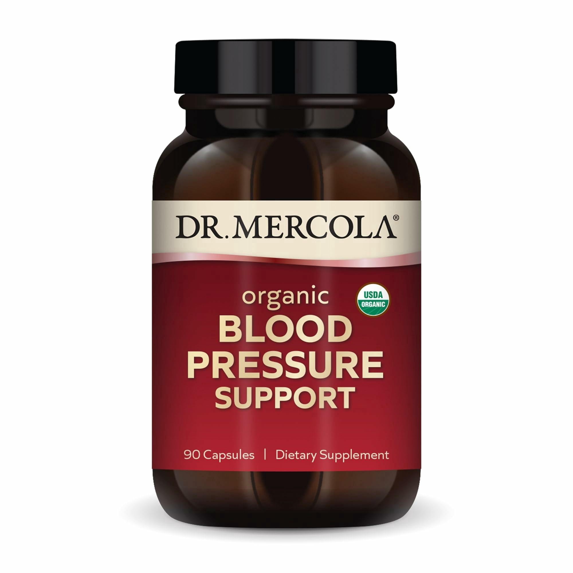 Dr. Mercola Organic Blood Pressure Support - Supports Healthy Circulation - High-Potency Grape Seed Extract - Non-GMO & Soy-Free - 90 Capsules (90 Servings)