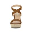 thumbnail image 6 of BLISSFUL STEP Women's Shoes Espadrille Wedge Slingback Crisscross Sandals Brown 6, 6 of 7