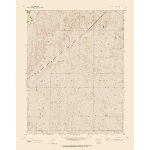 Topographical Map - Matheson North East Colorado Quad - USGS 1970 - Vintage Wall Art